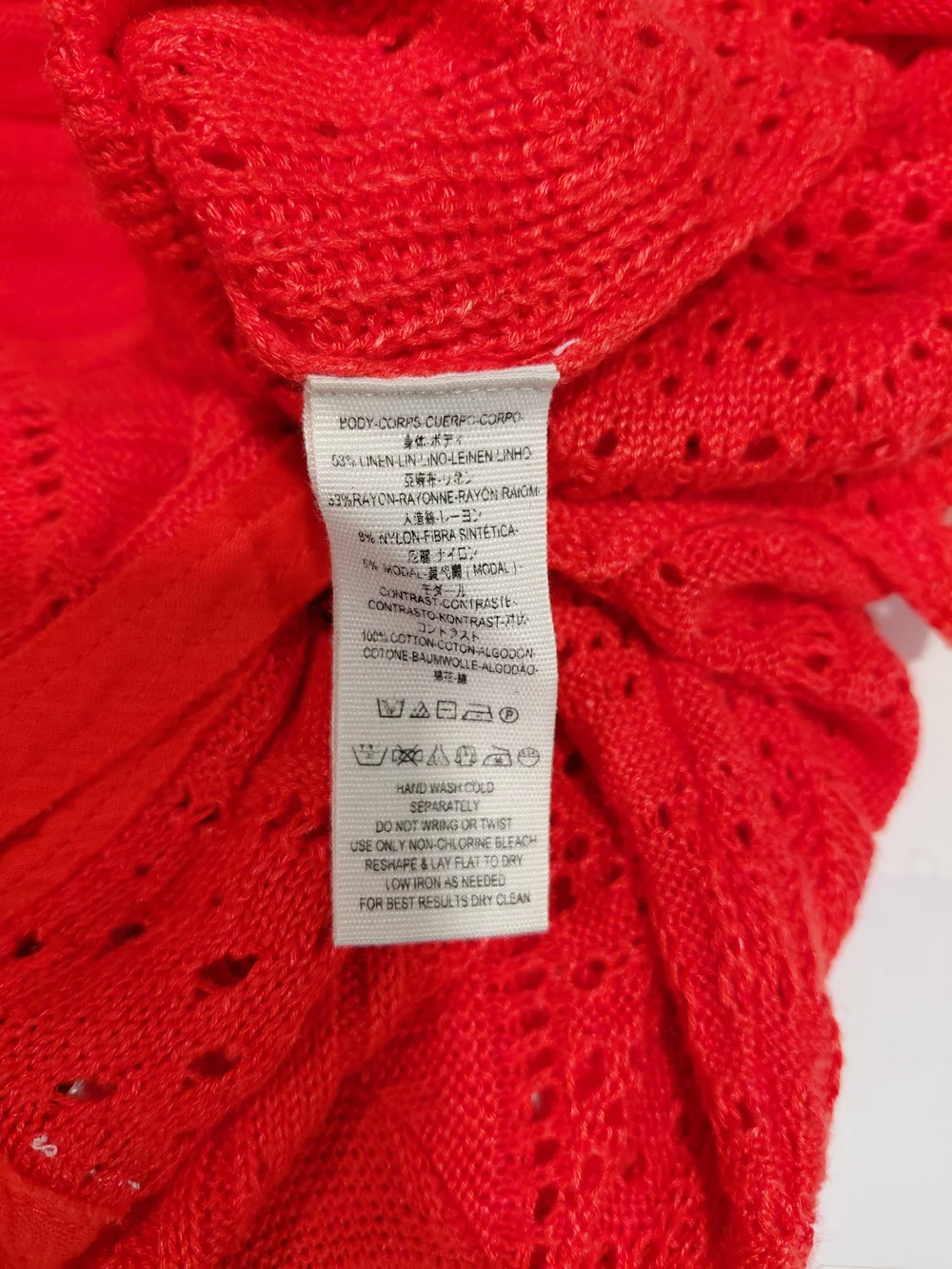 Free People Red Crochet Bell-Sleeve Blouse
